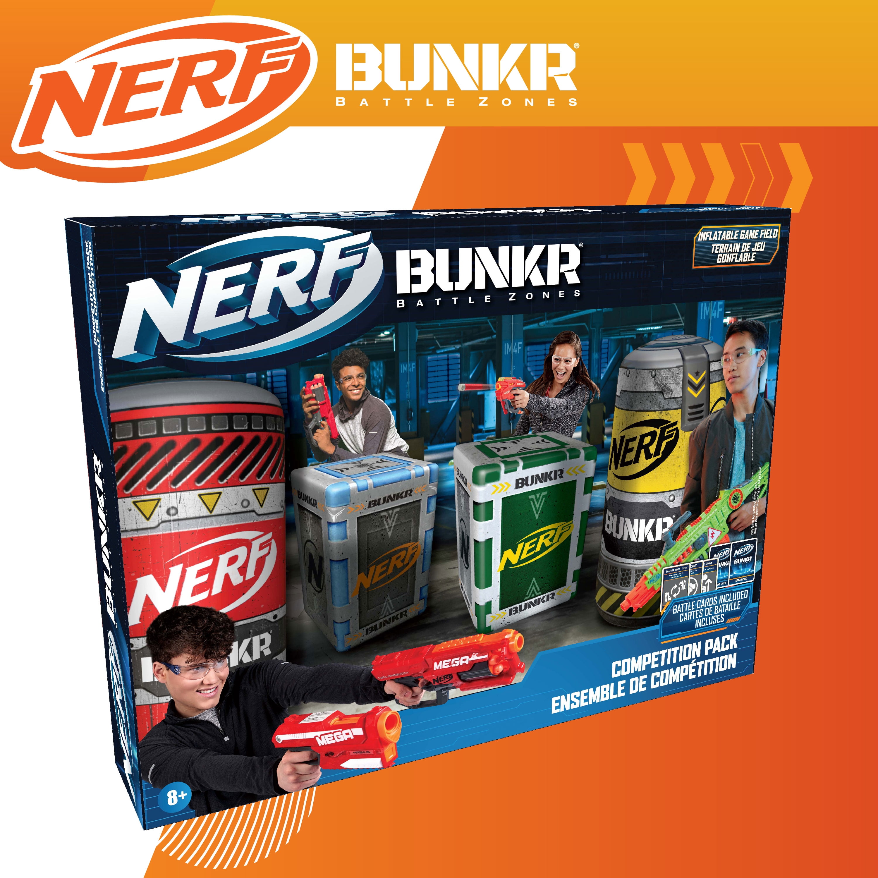 BUNKR BATTLE ZONES Nerf Competition Pack - 4 Inflatable Bunkers for Foam Dart Wars