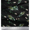 thumbnail image 3 of Soimoi Black Rayon Crepe Fabric Leaves & Tulip Floral Print Sewing Fabric Yard 46 Inch Wide, 3 of 3
