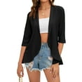 thumbnail image 2 of Summer Cardigan for Women Spring Netted Knit Ruffle Half Sleeve Cover Ups Black S, 2 of 9