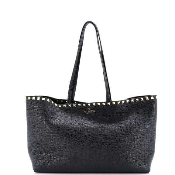 Pre-Owned Valentino Black Rockstud Shopping Tote Medium Shoulder Bag