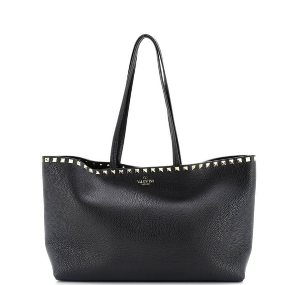 Pre-Owned Valentino Black Rockstud Shopping Tote Medium Shoulder Bag
