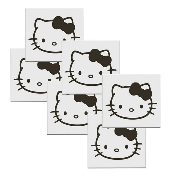 Vinyl Art Decal Decor - Hello Kitty Heads - 3 " to 4" Each - Pack of 6 Cute Trendy Inspiring Lovely Design For Girls Boys Bedroom Closet Playroom, Laptops, Cars, Window