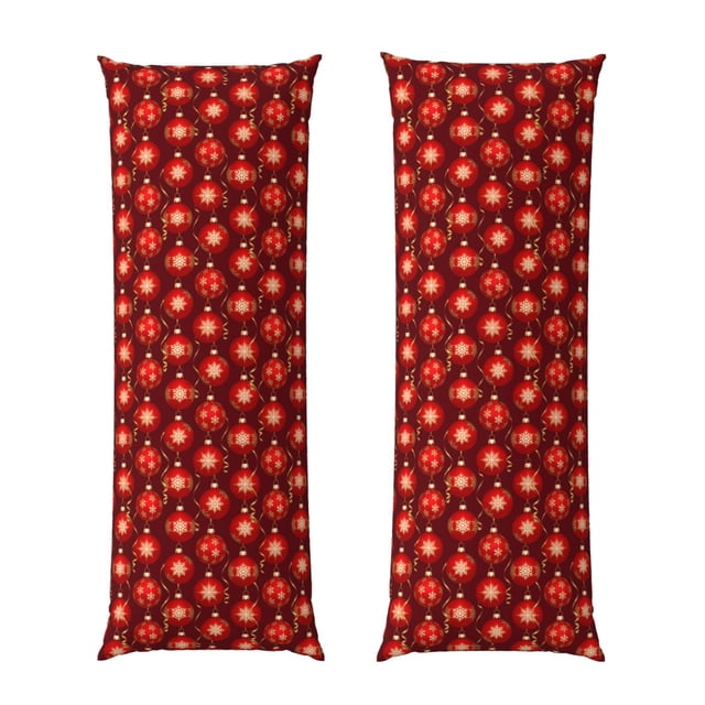 Balery Christmas Red Balls Funda Protectora para Almohada Corporal de Algodón Hipoalergénico con Cierre(55 x 21 pulgadas), Almohadas No Incluidas