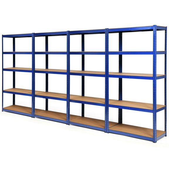 Gymax 4PCS 72'' Metal 5-Tier Garage Storage Rack Shelf Adjustable Freestanding Blue