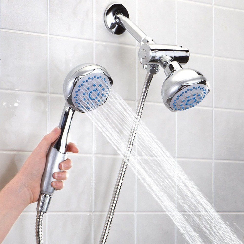 Bathroom Wallmounted Dual Head 2 in 1 Bath Shower Spray Set with