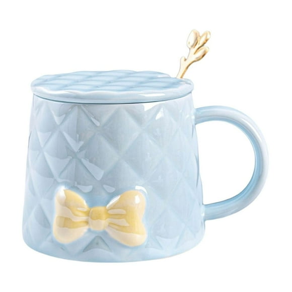 Coquette Bow Coffee Mug - 12oz Ceramic Tea Cup with Embossed Bowknot, Cute Drinkware for Milk, Coffee & Hot Chocolate