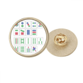 thumbnail image 1 of Chinese Culture Mahjong Chess Game Round Metal Golden Pin Brooch Clip, 1 of 3