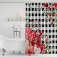thumbnail image 2 of Love Heart Valentines Day Shower Curtain Set - Standard 72" x 72" Washable Bathtub Curtain with 12 Hooks, Botanical Eucalyptus Red Black Plaid Waterproof Fabric Shower Curtains for Bathroom/Bathtub, 2 of 6