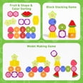thumbnail image 3 of Montessori Toys for 3 4 5 Year Old, Wooden Fruit Toddler Stacking Toys, Stacking Blocks & Lacing Beads & Shape Sorter Toy for Toddler, STEM Preschool Learning Toys Gifts for Kids Boys Girls, 3 of 8