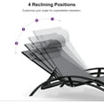 thumbnail image 3 of PURPLE LEAF Patio Chaise Lounge Set of 3 Outdoor Lounge Chair Beach Pool Sunbathing Lawn Lounger Recliner Chiar Outside Tanning Chairs with Arm for All Weather, Side Table Included, Black, 3 of 10