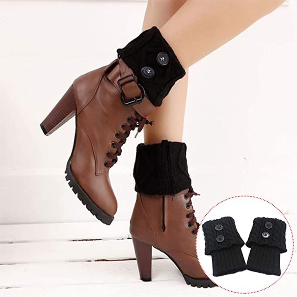 3 Pairs of Crochet Knitted Boot Cuffs Leg Warmers Socks for Women s Short Boots Walmart
