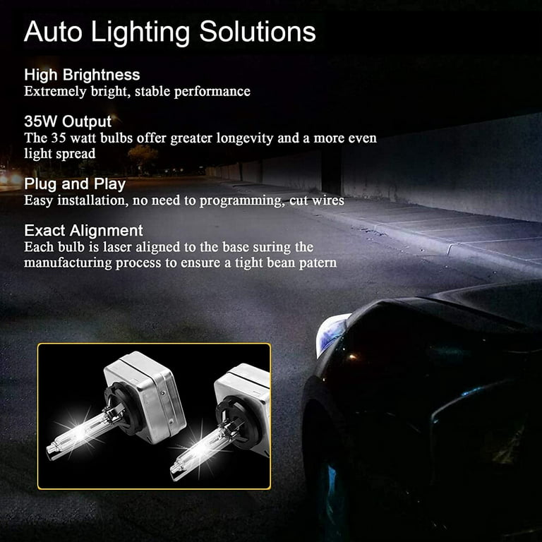 D1S/ D1R 6000K Xenon HID Replacement Bulb White Metal Stents Base 12V Car  Headlight Lamps Head Lights 35W 1pair (D1S/D1R)