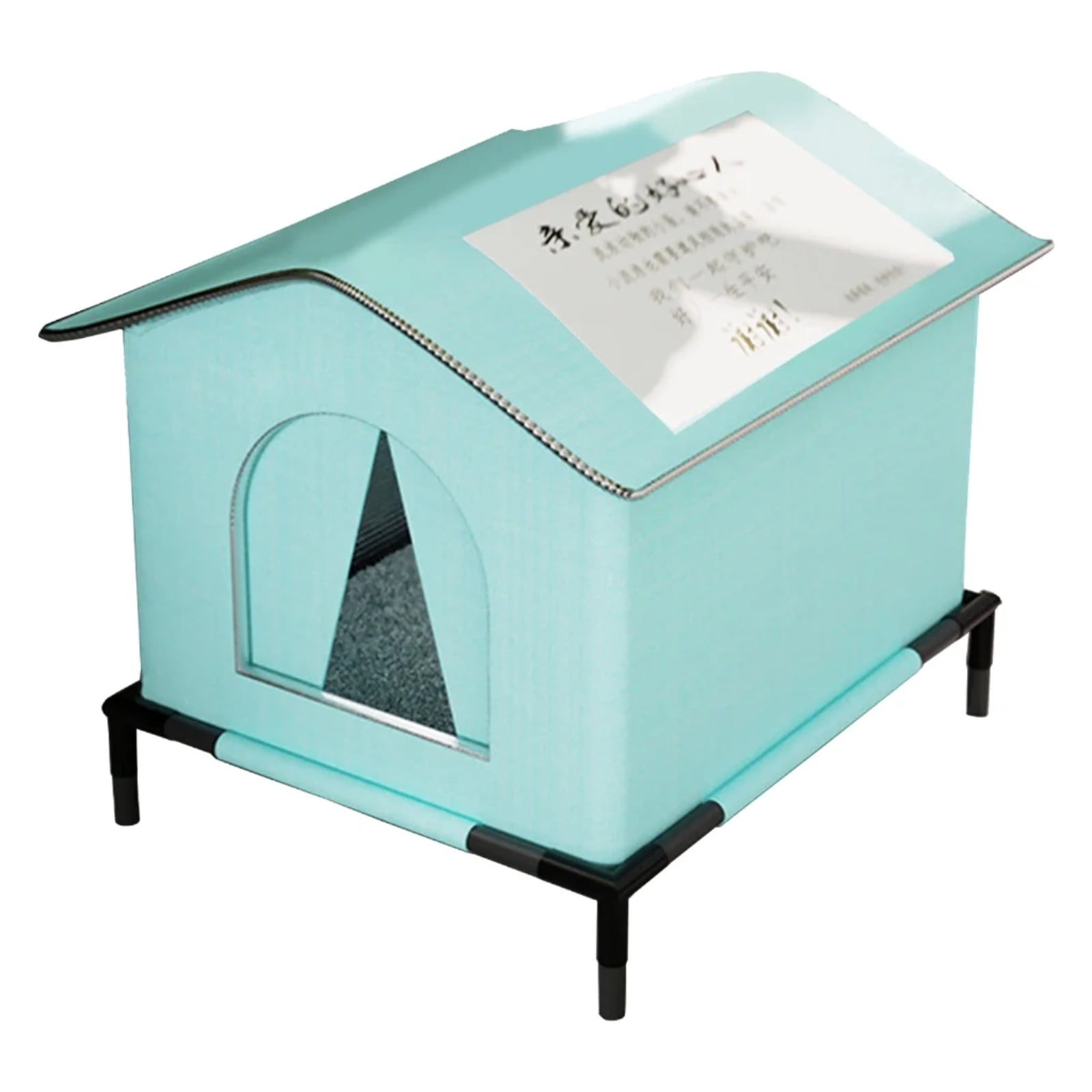 Outdoor Cat House Waterproof Weatherproof Insulated Winter Shelter for Stray Cats with Raised Floor, Warm Windproof Tent for All Seasons, Includes Stand