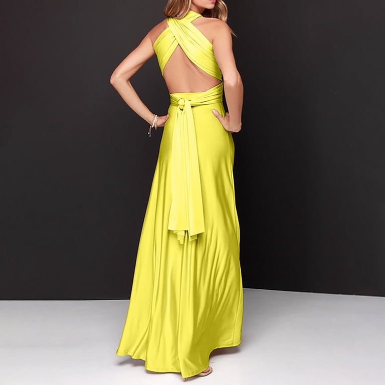 Brilliant Summer Dresses for Women Long Women's Deep V Neck Maxi Full Length High Waist Backless Sexy Lace-up formal Dress Long Dress Yellow S - Walmart.com Brilliant Summer Dresses for Women Long Women's Deep V Neck Maxi Full Length High Waist Backless Sexy Lace-up formal Dress Long Dress Yellow S - Walmart.com