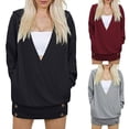thumbnail image 3 of Gvmfive Women Solid Front Criss Cross Long Sleeve Sweatshirt Casual Relaxed Fit Hoodie, 3 of 4