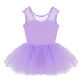 thumbnail image 4 of TiaoBug Kids Girls Mesh Spliced Ballet Tutu Dress Cutout Back Gymnastics Skirted Leotard Ballerina Dancewear Light Purple 12, 4 of 7