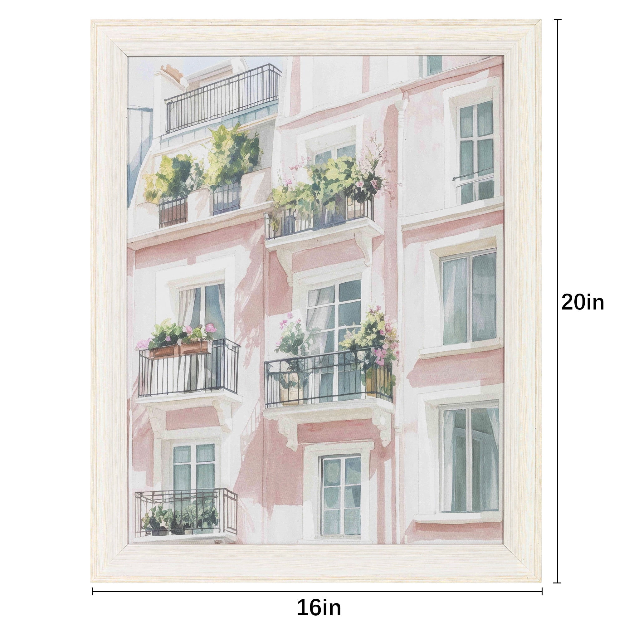 My Texas House Pretty Pink Balcony 16" x 20" Travel Framed Wall Art