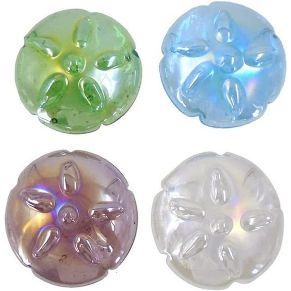 4 Mini Glass Sand Dollar Paperweights