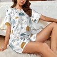 thumbnail image 4 of Pofeuu Cute Doodle Turtles Print Women's Pajama Set Short/Shorts Soft Button PJs Elastic Drawstring Waist Sleepwear-Medium, 4 of 6
