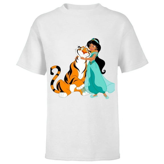 Disney Aladdin Princess Jasmine and Rajah Friends T-Shirt - Short Sleeve T-Shirt for Kids - Customized-White