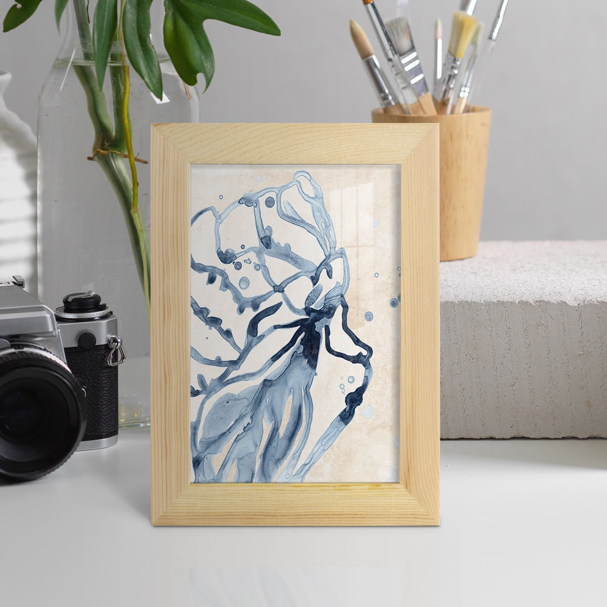 Water Shells I - Framed Print w/glass - Natural Wood