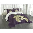 thumbnail image 3 of Ambesonne Sloth Quilted Bedspread Set 3 Pcs, Funny Cartoon Scenery, Queen Size, Multicolor, 3 of 5