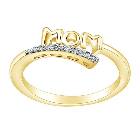 AFFY Mother's Day Jewelry Gifts Round Shape White Cubic Zirconia Bypass Mom Promise Ring In 14k Yellow Gold Over Sterling Silver Ring Size-5