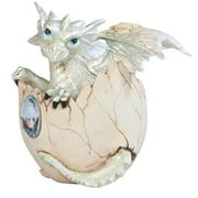 George S. Chen Imports SS-G-71472 White Baby Dragon in Eggshell with Gem Figurine, 4.25"
