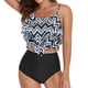 thumbnail image 1 of Traje de baño dividido para mujer, traje de baño de verano de poliéster con estampado de volantes de doble capa, 1 of 6