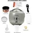 thumbnail image 6 of Small Rice Cooker 4-Cup Uncooked 2 Quart Non-Stick  Steamer Auto  Warm  Green for 1-3 People, 6 of 7