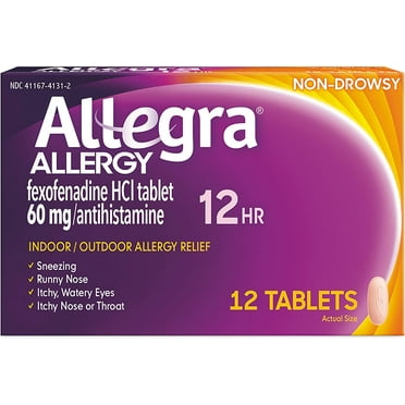 "Allegra Allergy 12Hr Relief Fexofenadine 60mg, Antihistamine, 12ct, 2-Pack"