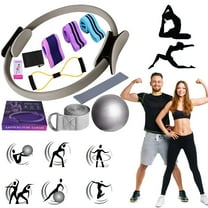 Meottam Meottam 8 in 1 Yoga Set for Women, Pilates Essentials Kit with Pilates Rings Booty Bands Exercise Band Yoga Ball Figure Resistance Band for Stretching & Relief (Gray)