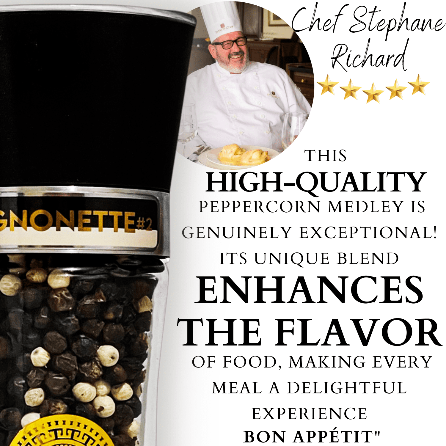 Yupanqui Glass Pepper Grinder 3.5oz GOURMET PEPPERCORN Medley, Vegan Mixed Peppercorns Organic