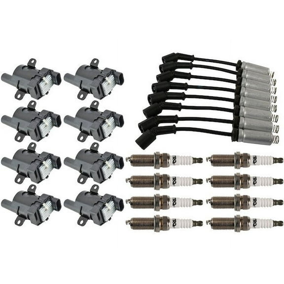 Ignition Coil Spark Plug and Wire Set 17 Piece - Compatible with 1999 - 2006 GMC Sierra 1500 2000 2001 2002 2003 2004 2005