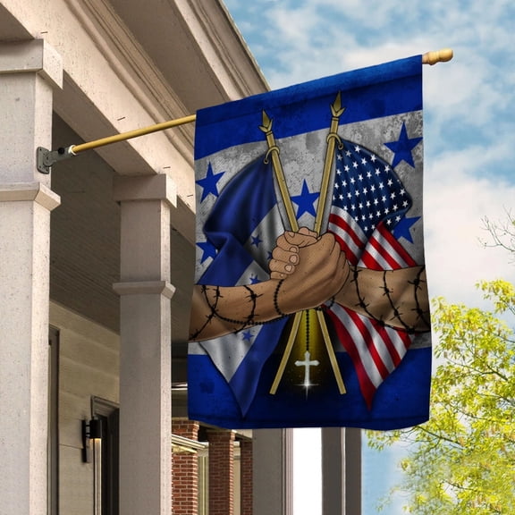Flags Honduran Handshake American Flag Friendship USA Honduras Honduran Part House Flag, Double-Sided Decorative Outdoor Flag, Patriotic Polyester Yard Flag 29.5 x 39.5 in