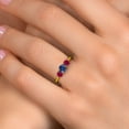 thumbnail image 4 of Gem Stone King 18K Yellow Gold Plated Silver Blue Created Sapphire and Red Created Ruby Engagement Ring for Women | 1.10 Cttw | Round 5MM | Gemstone September Birthstone | Size 9, 4 of 6