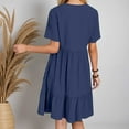 thumbnail image 3 of Women's Summer Casual Dress V Neck Flowy Loose Fit Ruffle Hem Tiered Swing Midi Beach Trendy 2025 Outfits, 3 of 5