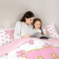 thumbnail image 4 of Manfei Sweet Monogram T Twin Comforter Sets,Pretty Bow Bedding Set,Pink,Pink Reversible,2-Piece,1 Comforter and 1 Pillowcase, 4 of 7
