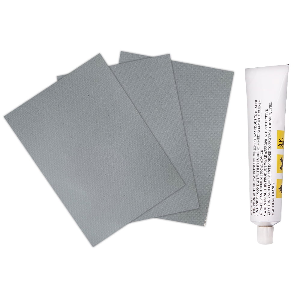 4x Paddle Board PVC Patches Glue Kit Waterproof Kayak Repair Patch (Grey)
