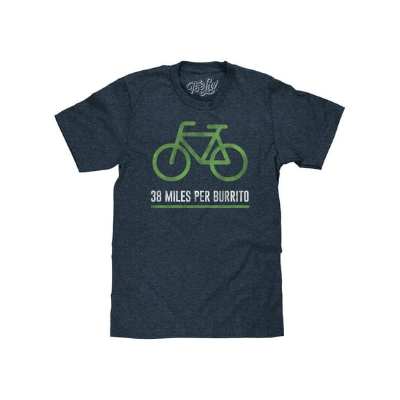 Tee Luv Men's Faded 38 Miles Per Burrito Cycling Graphic Shirt (S)