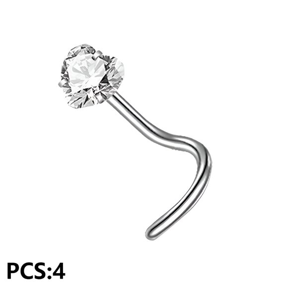 DESIGNICE 2026 New 4Pcs Nose Studs,40G Cz Septum Nose Rings for Women,Stainless Steel Flat Back Nose Stud