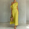 thumbnail image 3 of JULMCOMO Summer Dresses for Women Polka Dot One Shoulder Casual A Line Flowy Maxi Dresses Tie Strap Beach Vacation Sundresses Yellow 2XL, 3 of 7