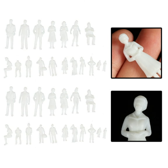 Uonlytech 50PCS Miniature Figurines People White Plastic Scene Decoration Educational Use
