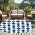 thumbnail image 4 of Blue Grey Plaid Round Area Rug 5Ft Washable Circle Rugs for Living Room Bedroom, Modern Geometric Minimalist Checkered Non-Slip Carpet Floor Mats Indoor Outdoor Carpet Runner Aesthetic Home Decor, 4 of 8