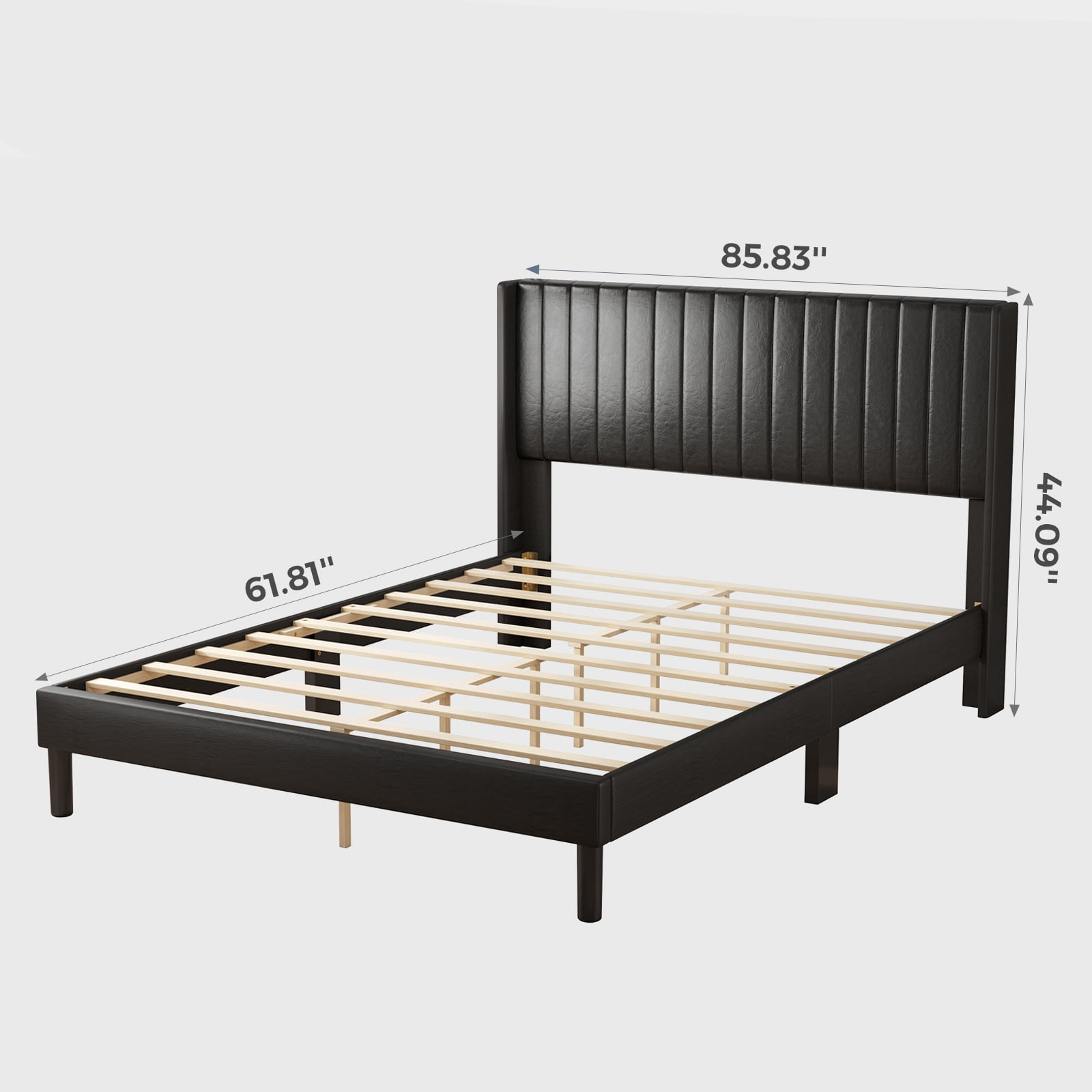 Alvantor Upholstered Bed Frame, Fabric-covered Wing-shaped Headboard and Wooden Crossbars, Bed Frame with Storage Space, Easy Assembly, Noise Free, No Box Spring Needed
