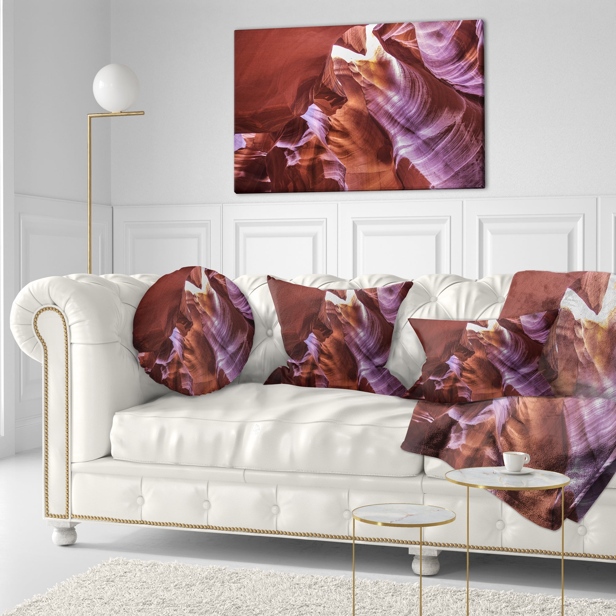 Designart Light in Antelope Canyon - Landscape Photo Throw Pillow - 12x20