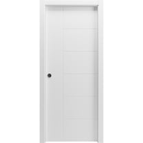 Sliding Pocket Door 18 x 84 inches / Mela 0716 Painted White / Kit Rail Hardware / MDF Interior Bedroom Modern Doors