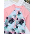 thumbnail image 3 of Kvysinly Kids Girls One-Piece Long Sleeves Rash Guard Hawaii Style Printed Swimsuit Zipper Bathing Pink 4, 3 of 5