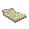 thumbnail image 2 of Ambesonne Geometric Fitted Sheet & Pillow Sham Set, Abstract Shapes Mix, Queen, Orange Green Pale Blue, 2 of 2