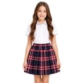 thumbnail image 2 of Uniform Skirts for Girls Toddler Skirts Elastic Plaid Pleated Skirt Athlecic Waistband Built in Shorts Blue,7-8 Years, 2 of 9